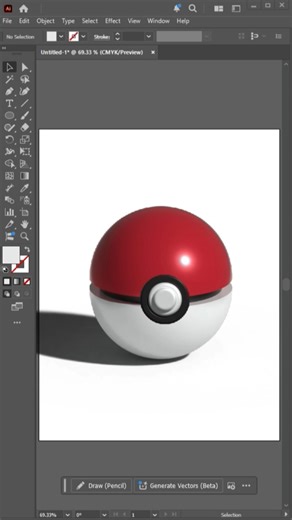 How To Make 3D Poke'ball In Adobe Illustrator #viral #shorts #pokemon #ytshorts