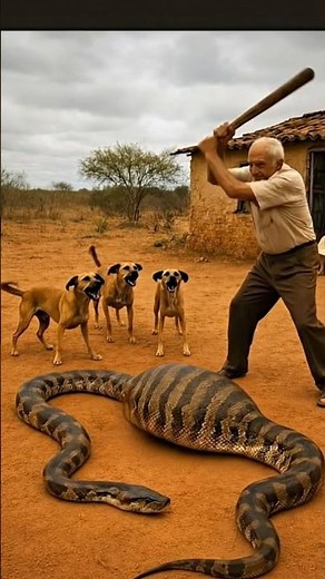 “Giant Python Swallows a Dog | Shocking Village Scene 😱”