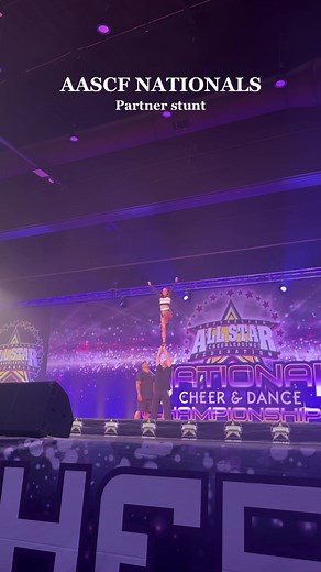 First time competing partner stunt, we may not have hit a zero but we are still very proud :)) #cheer #cheerleading #flyer #stunts #cheerleader #allstarcheer #allstarcheerleading #aascfnationals