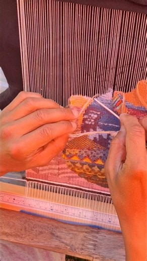 WIP tapestry weaving sampler: soumak