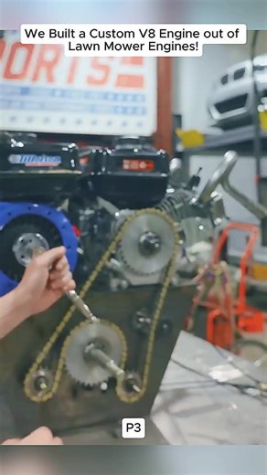 Custom V8 Engine Built from Lawn Mower Engines