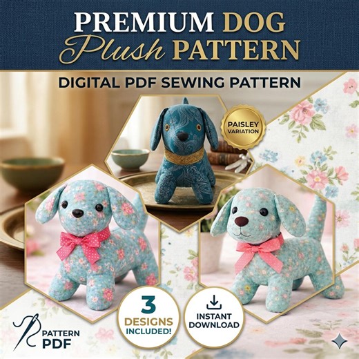 Dog Plush Sewing Pattern PDF, Stuffed Animal Pattern, Plushie Pattern DIY, Soft Toy Sewing Tutorial, Puppy Pattern, Instant Digital Download - Etsy