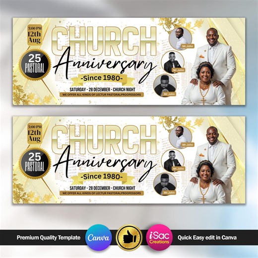 Pastoral Anniversary Banner, Church Hanging Banner, Vinyl Horizontal Fence Banner, Canva Church Banners, Roll Up, Church Banners, Billboards - Etsy