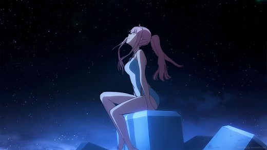 Zero Two Watching Stars Night Sky Darling In The Franxx Live Wallpaper - MoeWalls