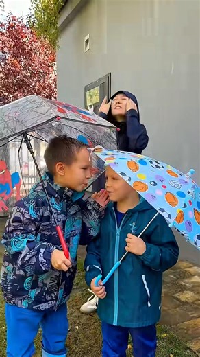 Two Brothers Sharing and Caring in the Rain ☔💕 #familylove #kidssong