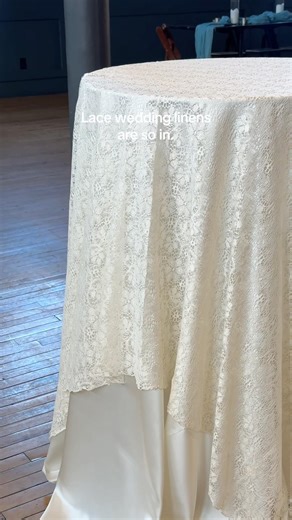 Ivory and lace wedding linens 🤍 #wiwedding #weddinglinens #mercantilehall #weddingplanning #inspo