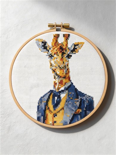 Modern Giraffe Cross Stitch Pattern, Animal Portrait Embroidery (PDF Download) - Etsy