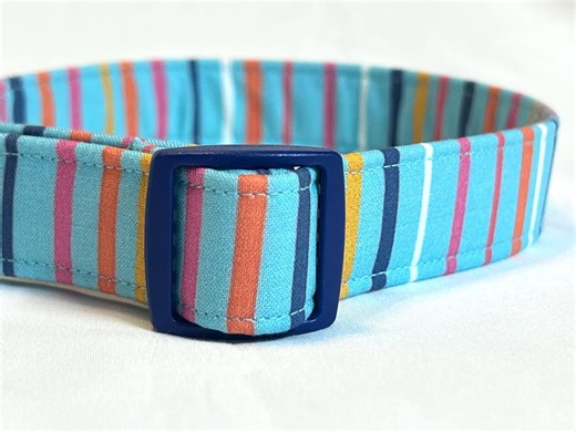 Dog Collar for Boy- Blue Beach Cabana Stripes - Etsy