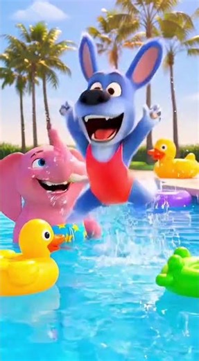 Funny Pool Splash 😂 | Best Friends Water Fight | 3D Cartoon Shorts #abcsong #alphabetsong #kidslearn