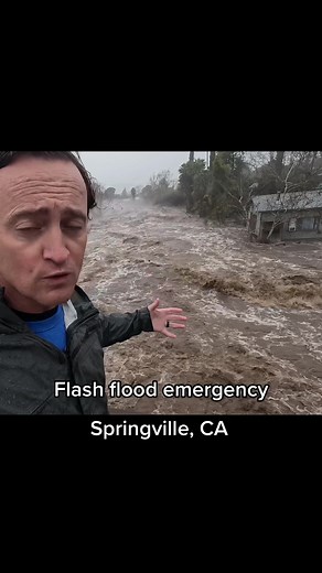 Flash Flood Emergency in Springville, CA: Homes Threatened by Raging River