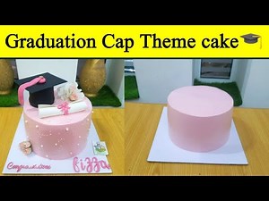 Graduation Cap theme cake tutorial double flavour fresh cream cake ‪@NadiyaTanvir‬