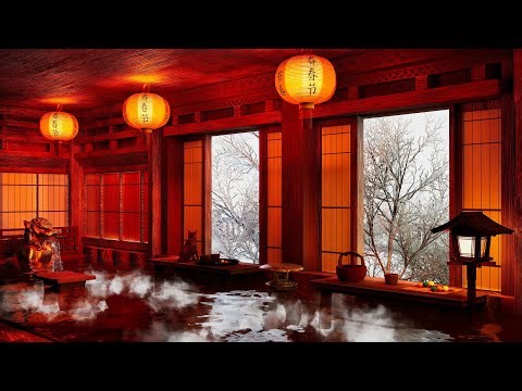Hot Spring Ambience | Japanese Bath ASMR | Bath Sounds for Deep Sleep | Bubble Bo