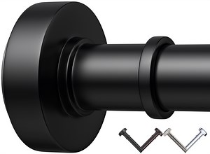 BloomFlower Black Shower Curtain Rod,43''-72'',Never Rust,Never Slip,No Drill,Matte,Adjustable Tension Metal Rod