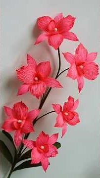 DIY Paper Flowers Crafts - How To Make Orchid Flower With Crepe Paper - Flower Making With Paper