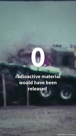 How robust are spent nuclear fuel transportation containers? Check out this archive footage from Sandia National Labs. The lab ran a locomotive 🚂 into a transportation cask at 81 mph during accident tests in the 1970s and 1980s. The container had minor damage from the accident and would not have released any radioactive material into the environment. Data from tests like these were used to develop sophisticated computer models and simulations that are used today. | U.S. Department of Energy Off