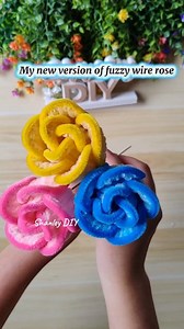 Fuzzy wire rose #handmadeflowers #fuzzywireflower #pipecleanerflowers #fuzzywirecrafts #pipecleaners | Shanley Diy