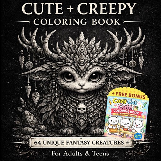 Creepy Creatures Coloring Book, Fantasy Monster Coloring for Adults & Teens, Gothic Style, 64 Pages - Etsy