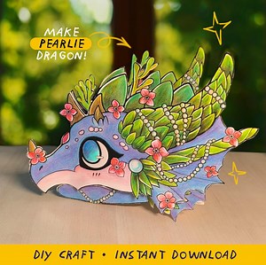Paper Dragon Puppet Pearlie | DIY Printable Craft | Print-ready Pdf-file - Etsy