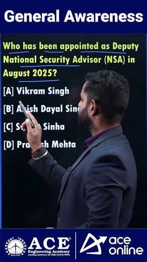 Who has Being Appointed as Deputy National Security Advisor(NSA) in August 2025? | ACE Online
