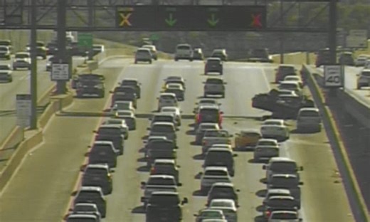 Freeway blocked after rollover crash on I-11 near Spaghetti Bowl; lanes reopen after 3 hours