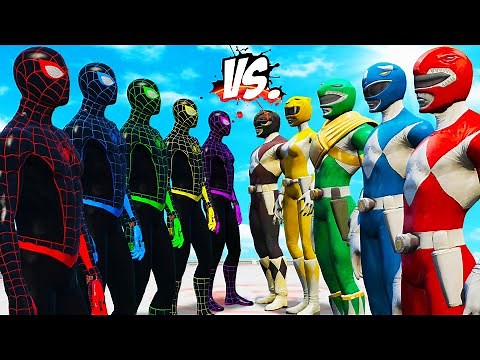 MIGHTY MORPHIN POWER RANGERS vs TEAM SPIDER-MAN - EPIC SUPERHEROES WAR