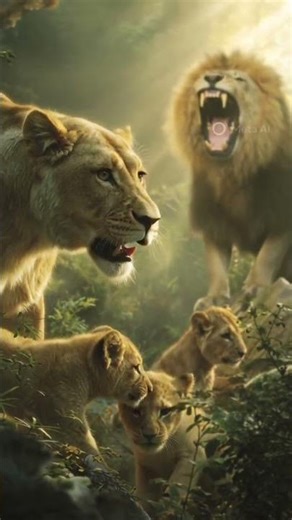 Lion and Lioness Playing with Their Cubs 🦁 | Lion Roaring in the Jungle |Majestic Wild Family Moment