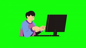 Download Cartoon Using Computer animation on green screen background for free