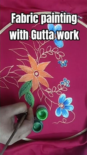 #fabric painting with Gutta work #hobby