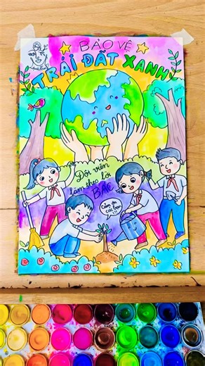 Hướng dẫn bé vẽ tranh Bảo vệ môi trường 🌱 🌳 Chúng tớ là Đội viên | Trang Babie Artist