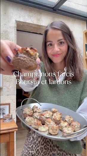 Champignons farcis Boursin et lardons #recettefacile #cuisinefacile #recette