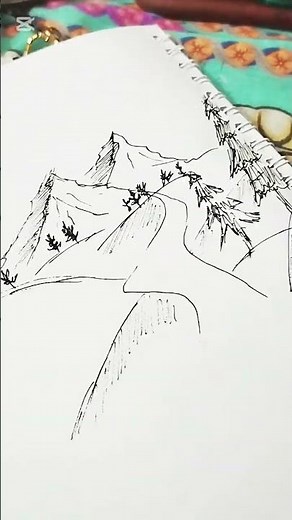 Easy Mountain Drawing| Simple Sketch tutorial beginner #sketch #drawing #trending #drawingtutorial