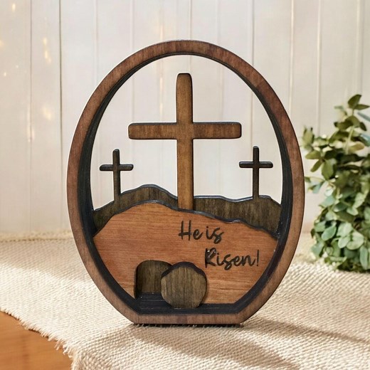 Christian EASTER Decoration, Resurrected TOMB, Easter RESURRECTION Decorations, He is Risen Christianity, Empty Tomb Easter Scene, Wood Egg - Etsy
