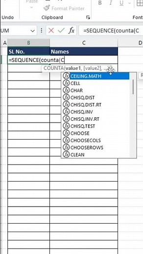 #shorts - Auto serial number in excel in 30 sec | create your dynamic serial number