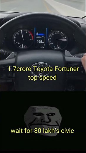 1.7 crore Fortuner vs 80 lakh's civic top speed competition