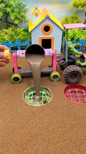 🚜 Real Working Mini Tractor Making Cement Pillar | Amazing DIY Construction Machine 🚜 #shorts