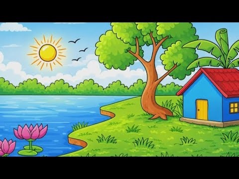 How to Drow Buitifull scenary drowning step by step tutorial video easy art video 📷