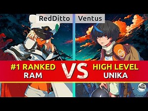GGST ▰ RedDitto (#1 Ranked Ramlethal) vs Ventus (Unika). High Level Gameplay