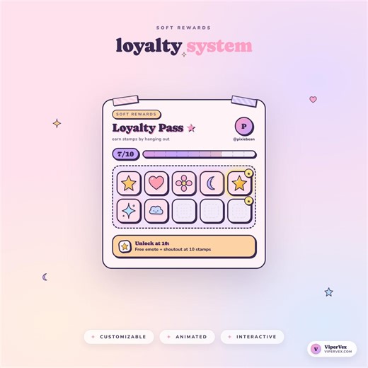Loyalty System Twitch Overlay Stamp Tracker Animated Widget OBS Streamlabs Streamelements Rewards - Etsy