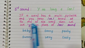 Letter 'y' has four different sound The letter "y" is one of those tricky letters. The "y" can be a consonant or a vowel. 1. The consonant sound of "y" is ly/ as in the word "yellow". Typically at the beginning of the word the "y" makes the consonant /y/ sound. 2. Typically, in a one syllable word the "y" at the end of the word makes the long "¡" sound as in the following words: cry, fry, try, dry, shy. 3. Typically, in a two syllable word, the "y" at the end of the word makes a long "e" sound a
