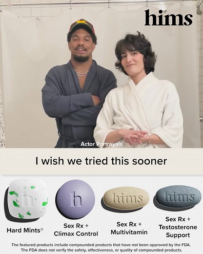 Better choices—for a better sex life. Treat ED with a range of treatment options, personalized to your bedroom goals. Get started with a free online consultation. Why Hims? 🥼 Wide range of personalized ED treatments 🧑🏻‍⚕️ Doctor-trusted active ingredients 💻 No office visit required 😎 Pills and discreet chewable options Some of the featured treatments are compounded and can be personalized by your provider based on your individual needs. The FDA does not approve nor verify compounded product