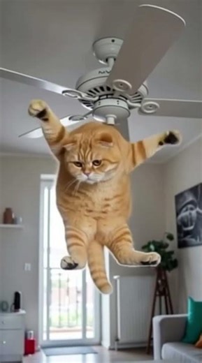 Cat Hanging on Ceiling Fan 😂🐱 | Funny Animal Short