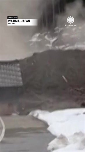 Eyewitness video captured a destructive landslide in Wajima, Japan, triggered during the deadly earthquake on Monday. The landslide crashed into a road, downed power lines and destroyed several homes. | AccuWeather
