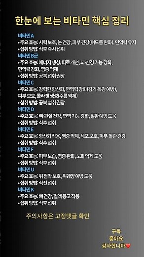 비타민 A부터 K까지, 이것만 보면 끝! 핵심 효능 총정리