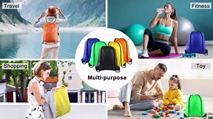 PLULON 2Pcs Drawstring Bags Bulk Navy Blue Drawstring Backpack String Backpack Cinch Sack Sport Gym Backpack Bags for Yoga Traveling Outdoor Sports