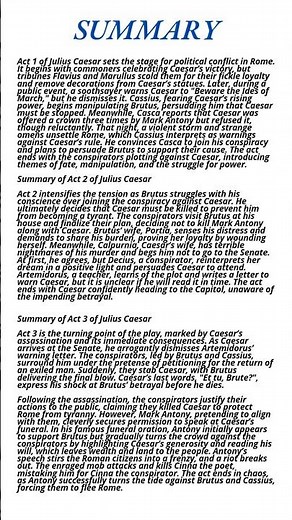 Julius Caesar by Shakespeare Summary | #summary #shakespeare #juliuscaesar
