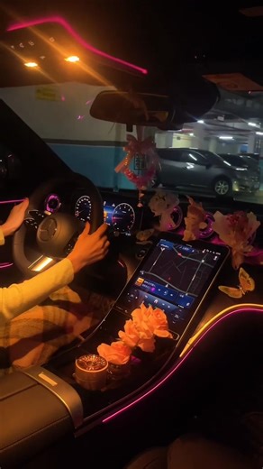 Mercedes-AMG choosing your favorite color from 64 ambient lighting options. #mercedes #lights