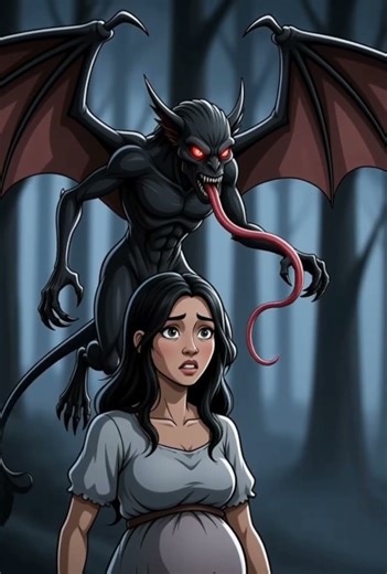 “Chased in the Dark: The Pregnant Woman and the Demon” 😱🌕 #horrorart #shorts #animation