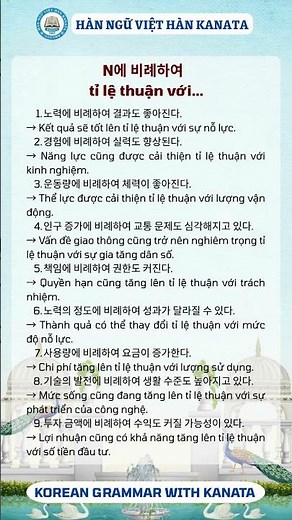 Ngữ Pháp Thông Dụng Tiếng Hàn: Cách Dùng N에 비례하여