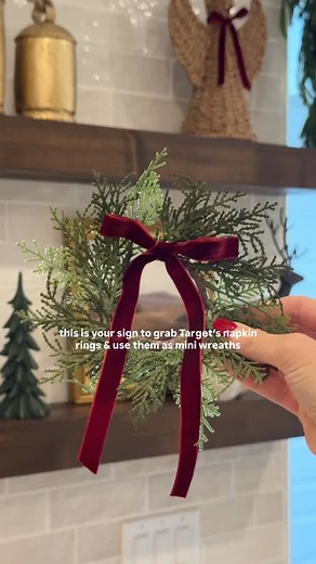 These Target napkin rings make the cutest little wreaths to decorate with 🎅🏼🎄 Such an easy DIY & all you need to do is just add a bow 🫶🏼 Comment SHOP below to for the links to the ribbon & wreaths🔗 #christmasdiy #christmasideas #holidayinspo #holidaydiy #christmas2025 #christmashome #holidayhome | Styledwithjordan