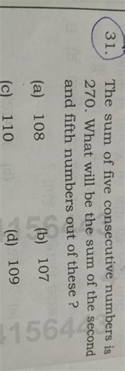 The sum of five consecutive numbers is 270. What will be the su... | Filo